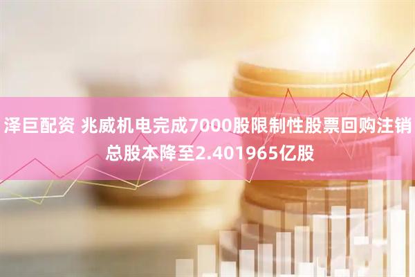 泽巨配资 兆威机电完成7000股限制性股票回购注销 总股本降至2.401965亿股